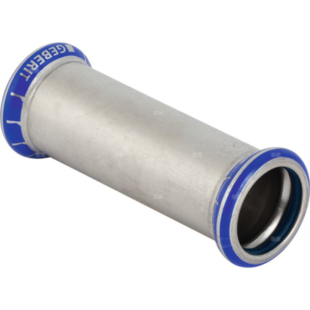 Mufa GEBERIT Mapress Edelstahl FKM przesuwna, stal nierdzewna, 88.9 mm, DN 80 x 88.9 mm x DN 80 (mufa zaprasowywana x mufa zaprasowywana), (głębokość: 60 mm) z uszczelką