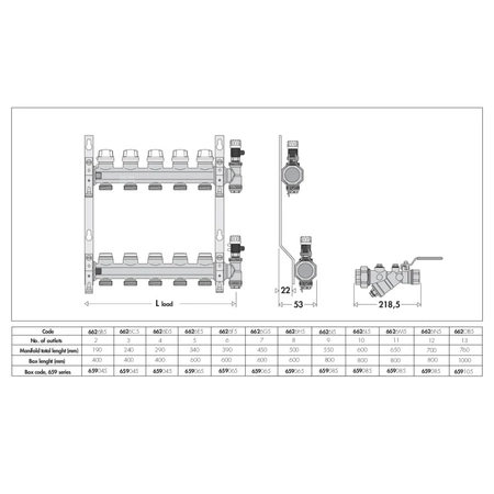 Zespół rozdzielaczy z zaworami odcinającymi i zaworami do regulacji natężenia przepływu O1" X 11 3/4"GZ
