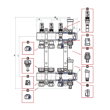 Rozdzielacz ogrzewania RUMET 71E 5 obwodowy