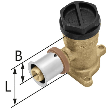 Kolano ścienne mosiężne z uszami GW ultraPRESS - 16 Rp1/2" L = 41 mm