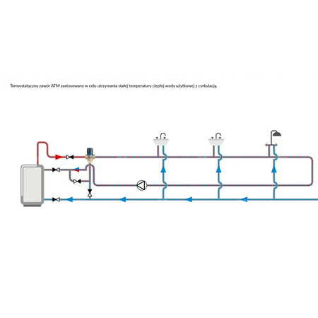Zawór regulacyjny termostatyczny do wody ciepłej AFRISO ATM 561 mosiądz GZ 1'', DN 20, zakres temp. 20-43'C, Kvs 2.5 m3/h, maksymalna temperatura 90'C, maksymane ciśnienie 10 bar