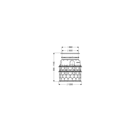 Studzienka techniczna do zabudowy w ziemi z włazem LW 800 z nasada i pokrywą kwadratowa ze stali nierdzew. kl. A15 T:896-1145mm