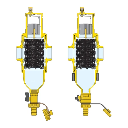 DISCALDIRT - Separator powietrza-separator zanieczyszczeń. Przyłącza z gwintem wewnętrznym 3/4"