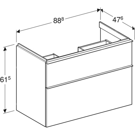 Szafka pod umywalkę GEBERIT iCon, 2 szuflady szer.88.8mm