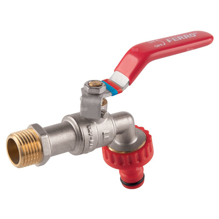 Zawór kulowy FERRO F-COMFORT czerpalny 1/2'' x 3/4'' GZ x szybkozłącze, uchwyt: dźwignia
