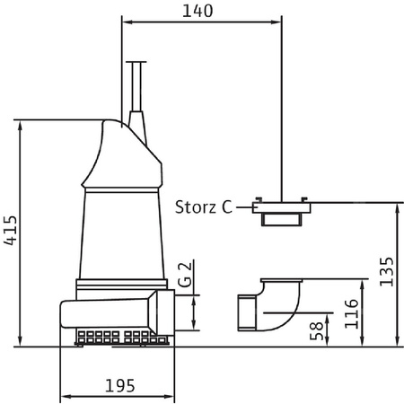 Pompa zanurzeniowa do ścieków WILO EMU KS 15 D SVA+V żeliwo 3 x 400 V, moc 1.9 W 50 Hz