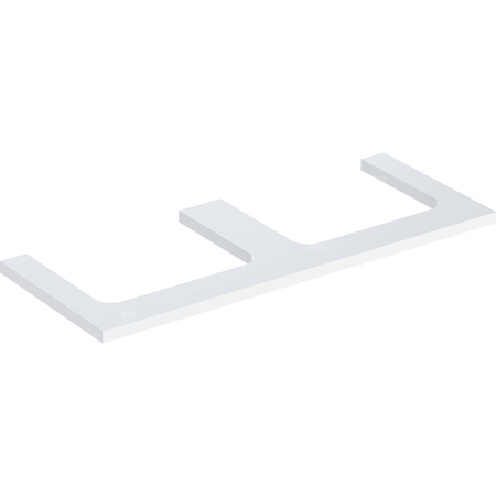 Blat pod umywalkę Geberit ONE z wycięciem, do prostokątnej umywalki nablatowej: B=119cm, Biały, Przekrój=Lewa i prawa strona, Lakierowany na wysoki połysk