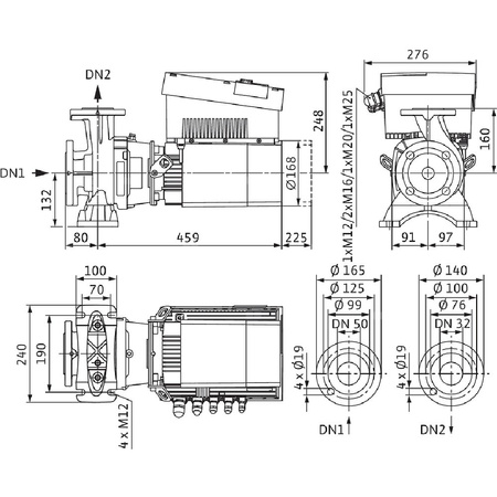 Pompa obiegowa blokowa Wilo-Stratos GIGA B 32/1-35/3,0-R1 o najwyższej sprawności z silnikiem EC i elektronicznie regulowanym dopasowaniem wydajności, o konstrukcji dławnicowej. Jednostopniowa, niskociśnieniowa pompa wirowa z przyłączem kołnierzowym i usz