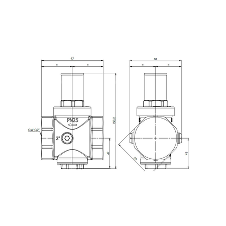 Standardowy reduktor ciśnienia wody BPR 406, GW G2'', 1 ÷ 5,5 bar