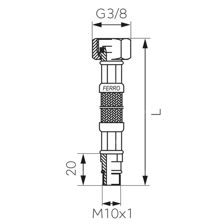 Wąż bateryjny w oplocie stalowym L-60 M10 x 3/8 krótki