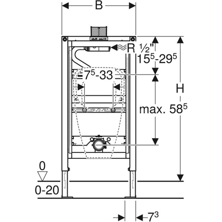 Stelaż podtynkowy do pisuaru GEBERIT Duofix, 980 x 500 x 165 mm, regulacja wysokości