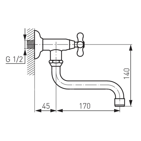 RETRO bateria/zawór umywalkowa ścienna, chrom