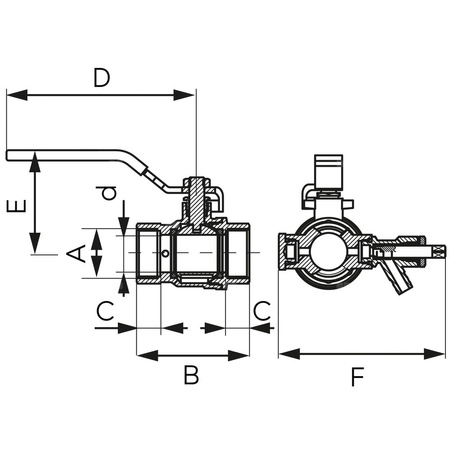 Zawór kulowy FERRO F-POWER 1 1/2'' GW, uchwyt: dźwignia
