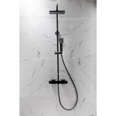 Zestaw natryskowy przesuwny KFA Armatura LOGON czarny, wąż 1500 mm, z deszczownicą