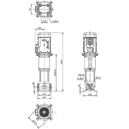 Wilo-Helix V 1612-1/25/E/KS/400-50 pompa wysokociśnieniowa pionowa z króćcami Inline