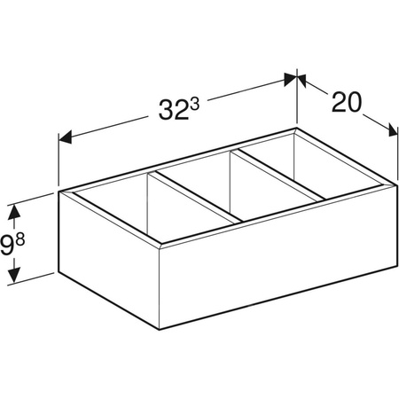 Geberit Smyle Square Wkład do szuflady, podział w kształcie litery H, do szuflady dolnej, B32.3cm, H9.8cm, T20cm, lava
