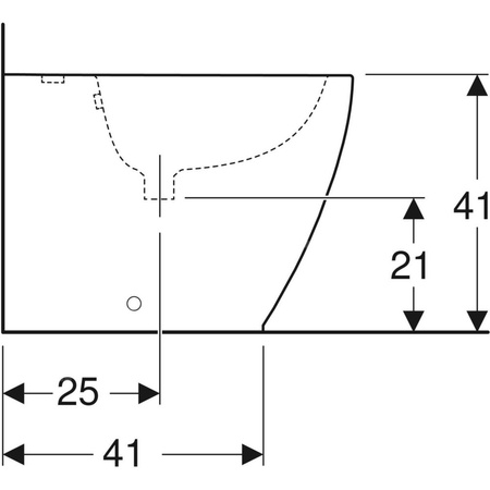 Bidet stojący Geberit iCon, przylegający do ściany, ukryte mocowania: T=56cm, Przelew=Widoczny, Biały / Matowy