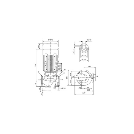 Pompa obiegowa WILO VeroLine-IPL 40/130-0,25/4 typu in-line z silnikiem znormalizowanym 50 Hz, moc silnika 0.25kW 0.69 A 1450 obr/min, wlot Kołnierz DN 40