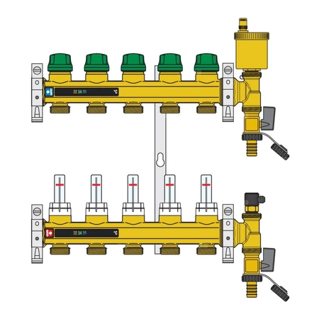 DYNAMICAL - Zespół rozdzielaczy 1" x 8 wyjść, 3/4" M