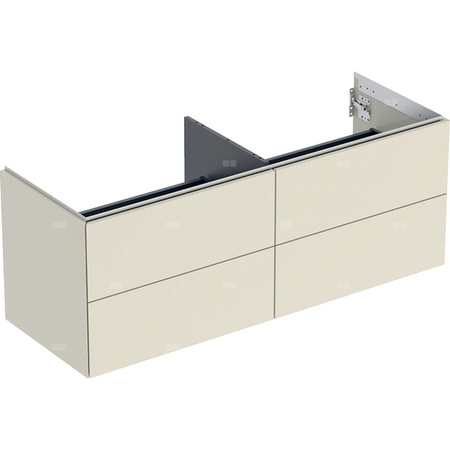 Szafka pod umywalkę nablatowa Geberit ONE, z czterema szufladami: 50.4x47cm, Szerokość umywalki=135cm, Piaskowy szary / Lakierowany na wysoki połysk