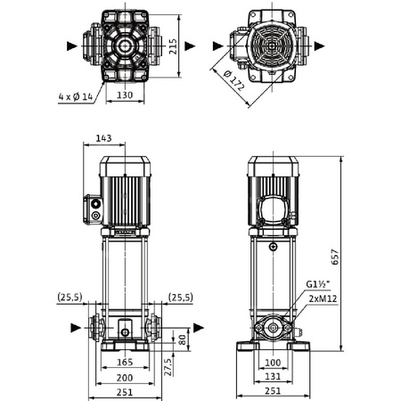 Wilo-Medana CV1-L.1007-1/E/E/160 pionowa wysokociśnieniowa pompa wirowa