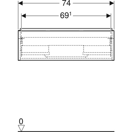 Szafka pod umywalkę Geberit iCon, z jedną szufladą: Szerokość umywalki=75cm, Korpus i front: biały / lakierowany na wysoki połysk, Uchwyt: biały / powlekany proszkowo, matowy