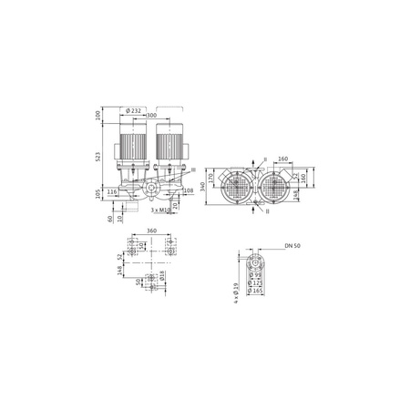 Pompa obiegowa WILO CronoTwin-DL 50/140-4/2-IE3 typu in-line z silnikiem znormalizowanym 50 Hz, moc silnika 4kW 7.75 A 2900 obr/min, wlot Kołnierz DN 50