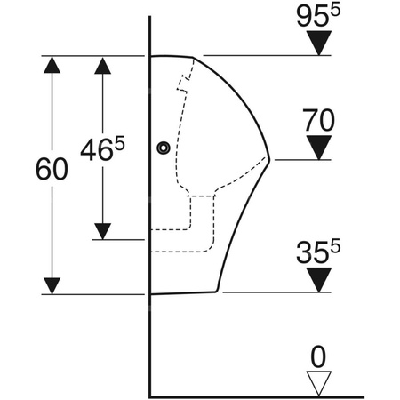 Pisuar Geberit Narva, bezwodny, odpływ do tyłu lub w dół
