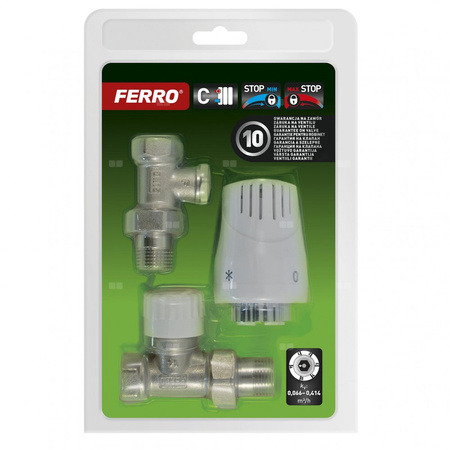 Komplet termostatyczny prosty z zaworem z nastawą wstępną