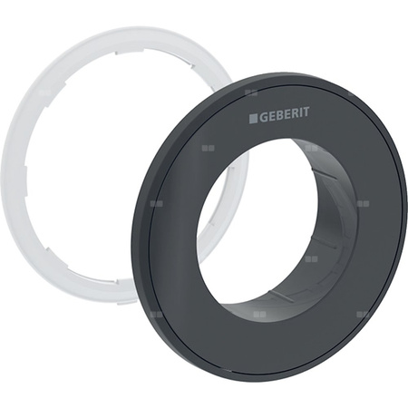 Rozetka Geberit do zdalnego uruchamiania spłukiwania typ 10, okrągły, przycisk podtynkowy: Rozetka: czarna, Pierścień ozdobny: czarny mat