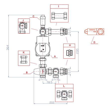 Grupa pompowa RUMET W10 VTA322 Kvs 1,6
