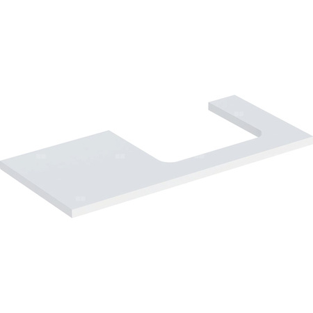 Blat pod umywalkę Geberit ONE z wycięciem, do prostokątnej umywalki nablatowej: B=104.2cm, Biały, Przekrój=Prawa strona, Lakierowany matowy