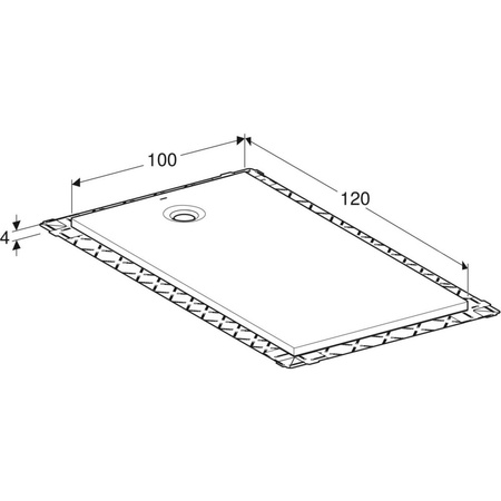 Brodzik prostokątny Geberit Olona z włókniną uszczelniającą: 120x100cm, Biały / Matowy