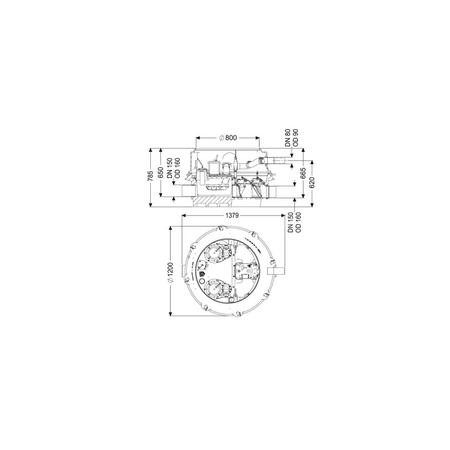 MODUŁ TECHNICZNY DUO ECOLIFT XL POMPY 400V SPF1500-S1 z automatyczną klapą zwrotną do ścieków szarych do zabudowy w ziemi lub płycie betonowej