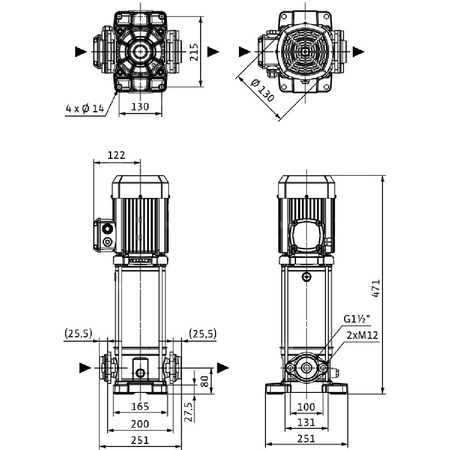 Wilo-Medana CV1-L.1002-1/E/E/100 pionowa wysokociśnieniowa pompa wirowa
