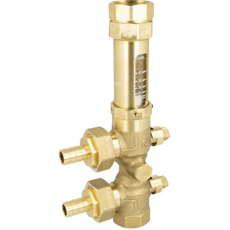 Zespół armatury serwisowej AHS 500 do pomp ciepła, z filtrem siatkowym, z przepływomierzem 5÷42 l/min, przyłącza GW G1''