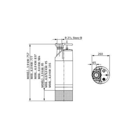 Pompa zanurzeniowa do ścieków WILO Padus PRO M08L/T060-540/A aluminium 3 x 400 V, moc 6.9 W 50 Hz