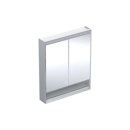 Szafka z lustrem Geberit ONE z wnęką i ComfortLight, z dwoma drzwiami, montaż natynkowy, wysokość 90 cm: B=75cm, Aluminium anodyzowane