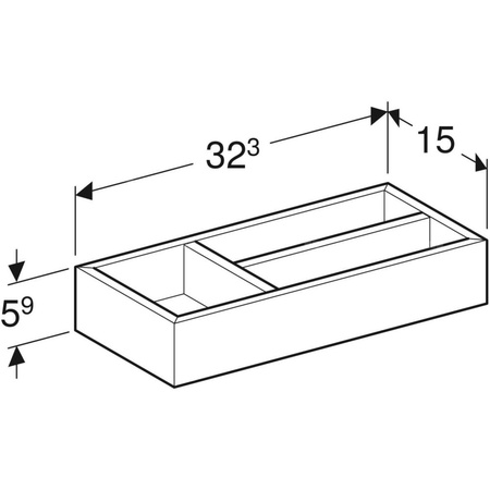Geberit Smyle Square Wkład do szuflady, podział w kształcie litery T, do szuflady górnej, B32.3cm, H5.9cm, T15cm, lava