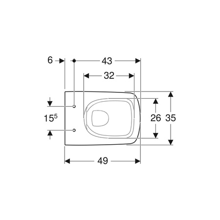 Deska sedesowa Geberit Selnova Compact, kształt geometryczny, mocowanie od góry: Wolne opadanie=Tak, Zawiasy wypinane=Tak, Mocowanie=Od góry, Biały / Błyszczący