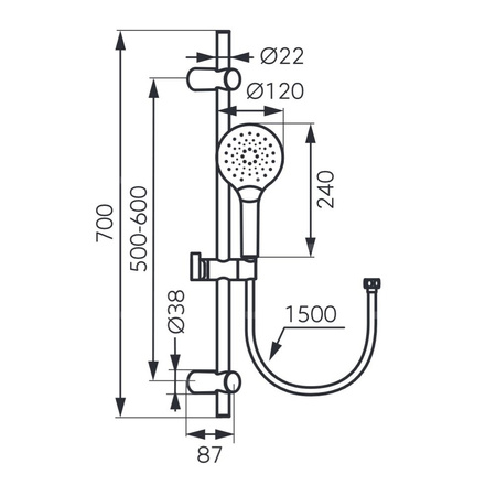 FANO LA natrysk przesuwny 3F, chrom