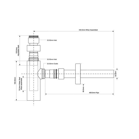 Syfon umywalkowy butelkowy DEKORACYJNY 11/4"x32 bez spustu CHROM