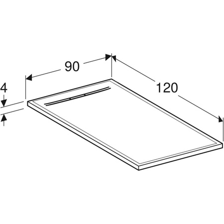 Brodzik prostokątny Geberit Sestra: 120x90x4cm, Biały / Struktura łupka