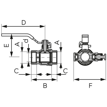 Zawór kulowy FERRO F-POWER 1/2'' GW, uchwyt: dźwignia