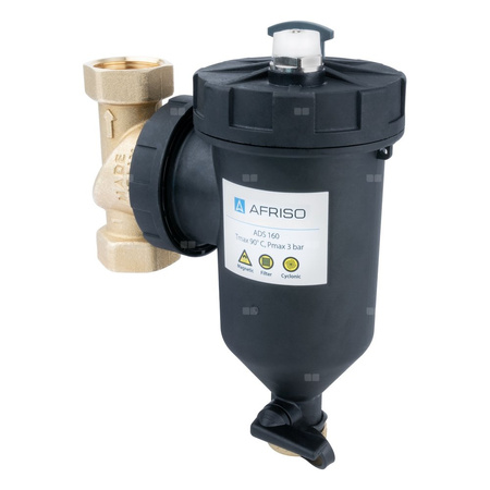 Separator AFRISO ADS 160, do C.O., do klimatyzacji, 3 bar / 90'C, 1'' (GW), z wkładem magnesowymInstalacje i źródła ciepła, z izolacją