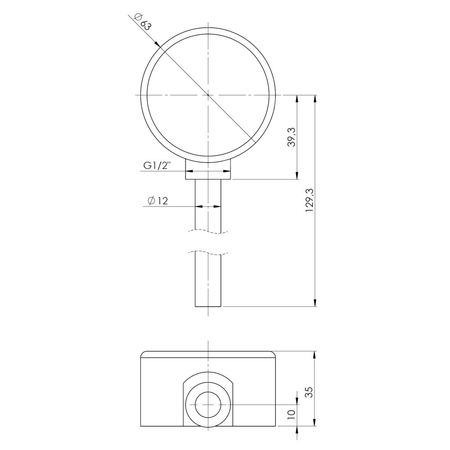 Termometr bimetaliczny AFRISO BiTh fi 63 mm -20…60'C tuleja 100 mm połączenie rad