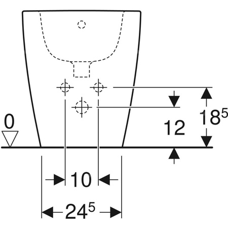 Bidet stojący Geberit iCon, przylegający do ściany, ukryte mocowania: T=56cm, Przelew=Widoczny, Biały / Matowy