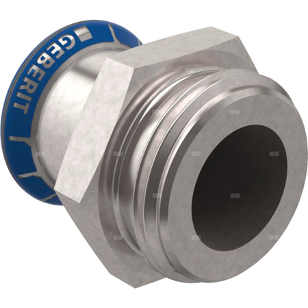 Złączka GEBERIT Mapress Edelstahl przejściowa z gwintem zewn., stal nierdzewna, 1 1/2'' x 35 mm (GZ x mufa zaprasowywana) z uszczelką