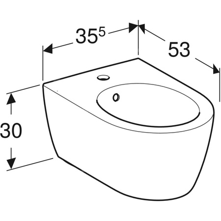 Bidet wiszący Geberit iCon, ukryte mocowania: T=53cm, Przelew=Widoczny, Biały