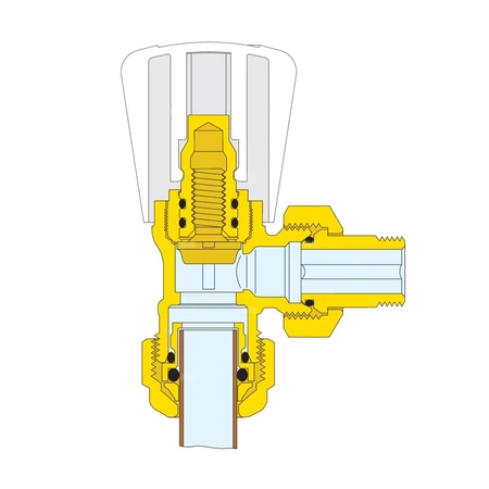 Grzejnikowy ręczny zawór kątowy do rur miedzianych oraz rur z tworzyw sztucznych 3/8" 23 p.1,5